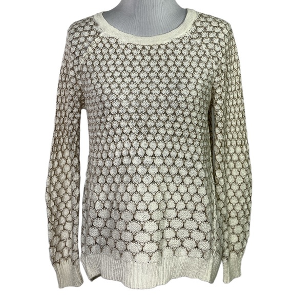 ANTHROPOLOGIE MOTH Honeycomb Crewneck Sweater Zip Back size M - Picture 2 of 7
